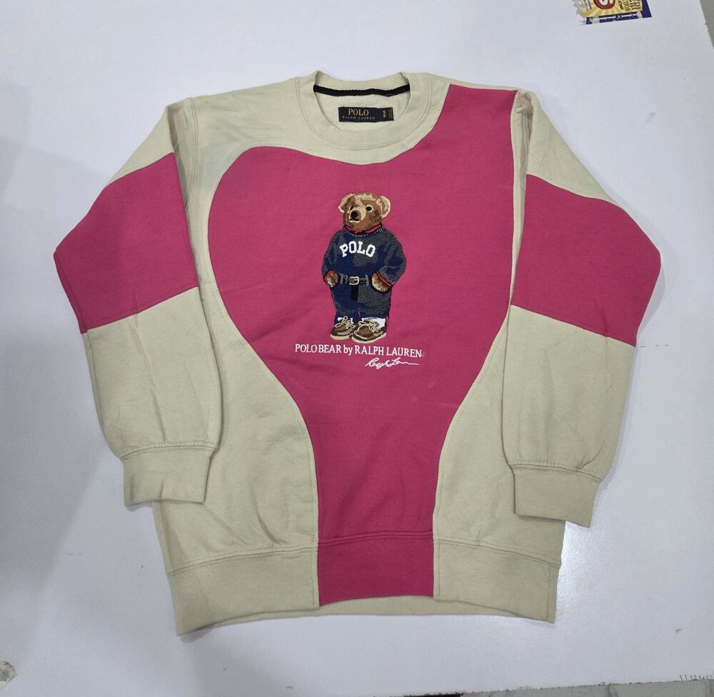 Vintage Polo Reworked Sweatshirt – Unique Upcycled Panelled Jumper – Size S